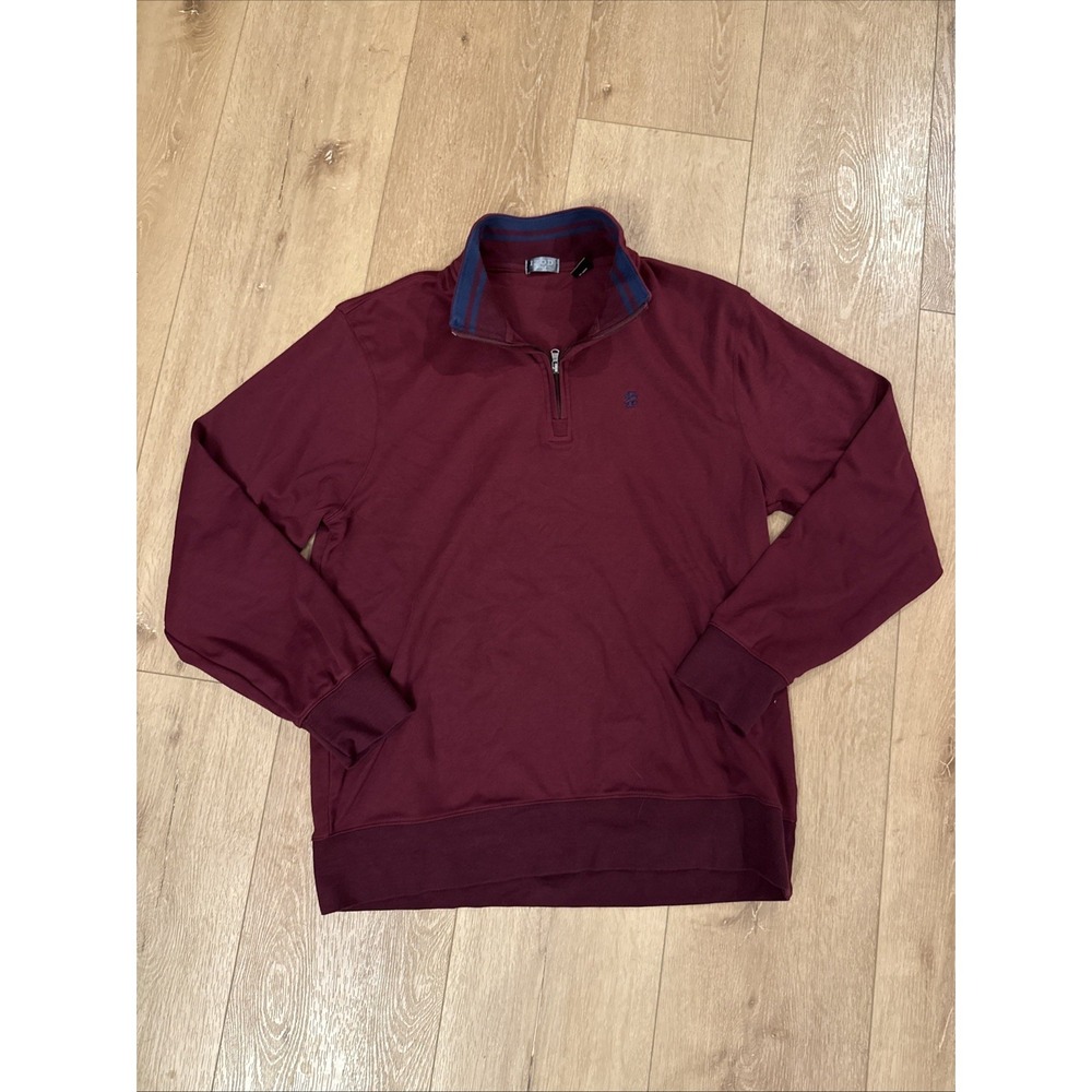 IZOD‎ Men's Quarter Zip XL Burgundy Pullover Cotton Sweater Casual Golf